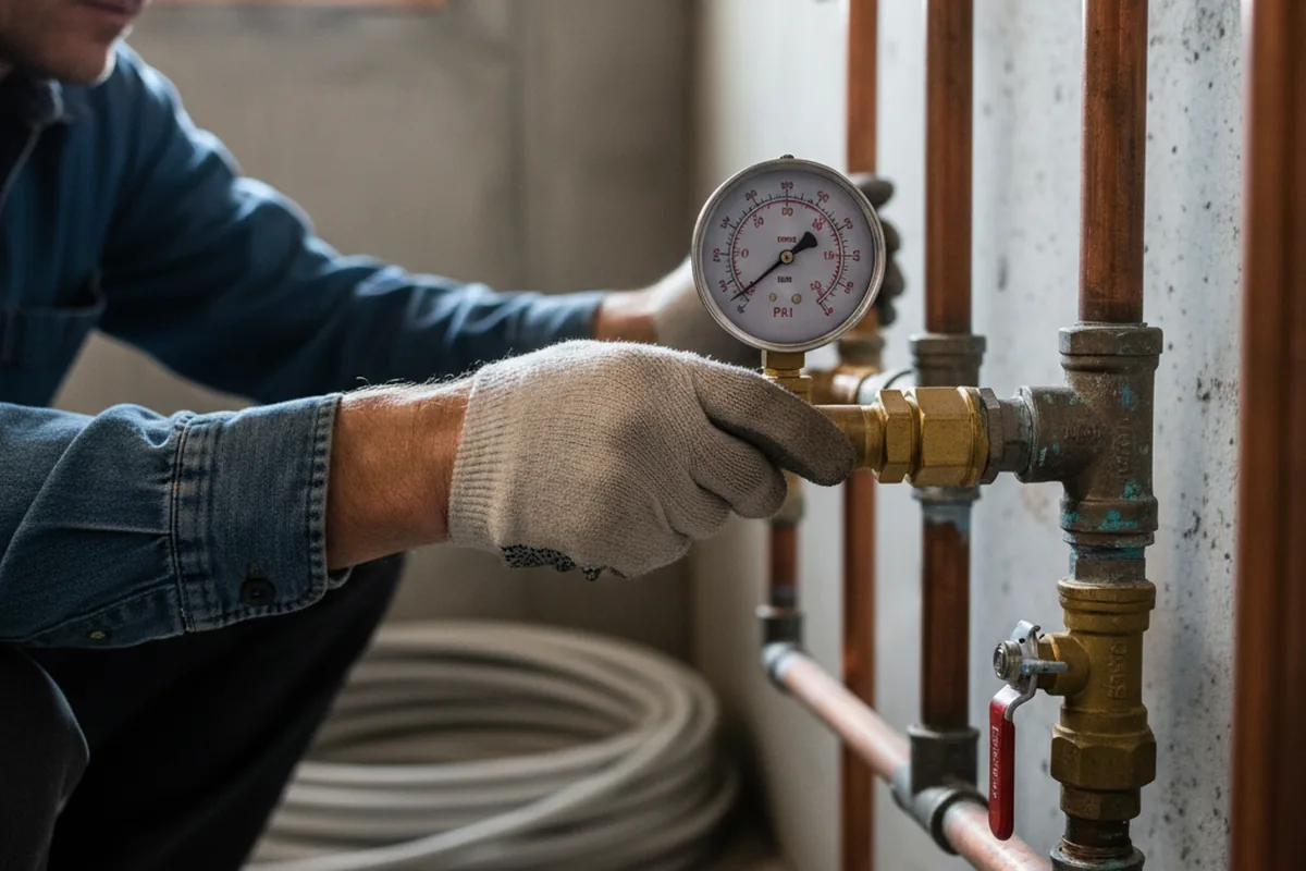 Pressure testing a repaired line during Water Line Repair in Orange